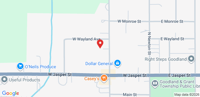 Map of 122+N.+Iroquois+St.+Goodland%2C+IN+47948